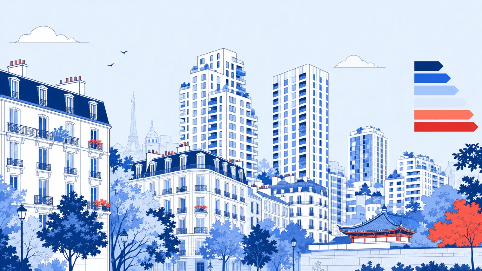 Illustration du parc immobilier à Paris 13e pour un diagnostic de performance énergétique local