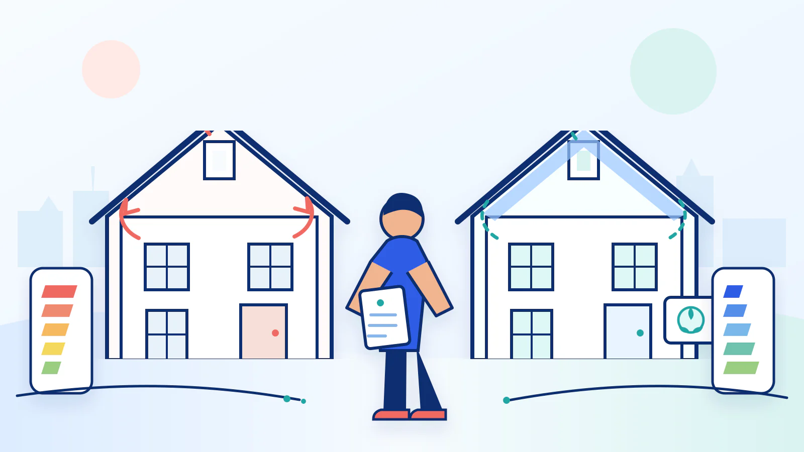 Maison avant et après rénovation énergétique contrôlée par un diagnostiqueur pour refaire le DPE en 2026