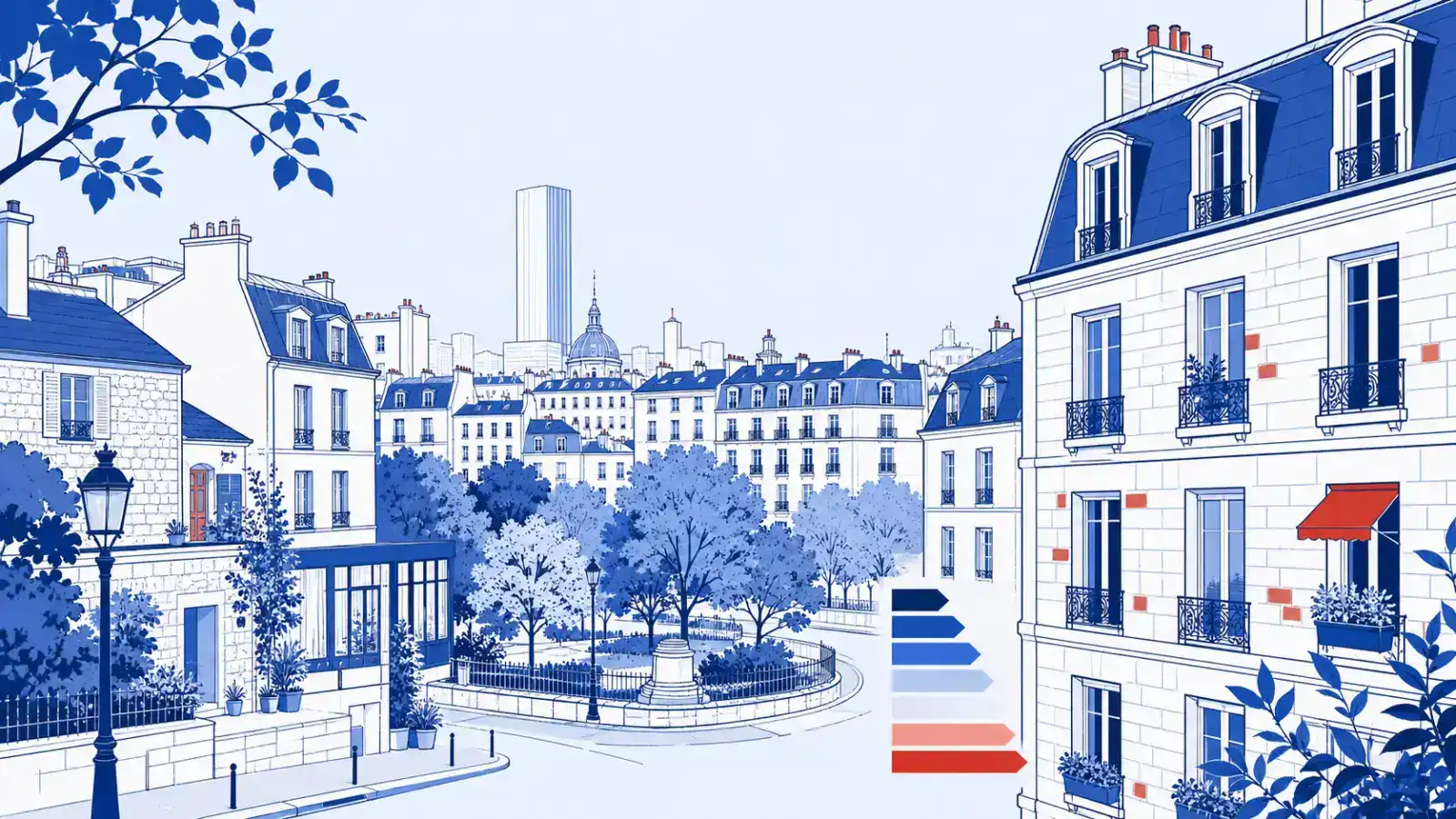 Illustration du parc immobilier à Paris 14e pour un diagnostic de performance énergétique local