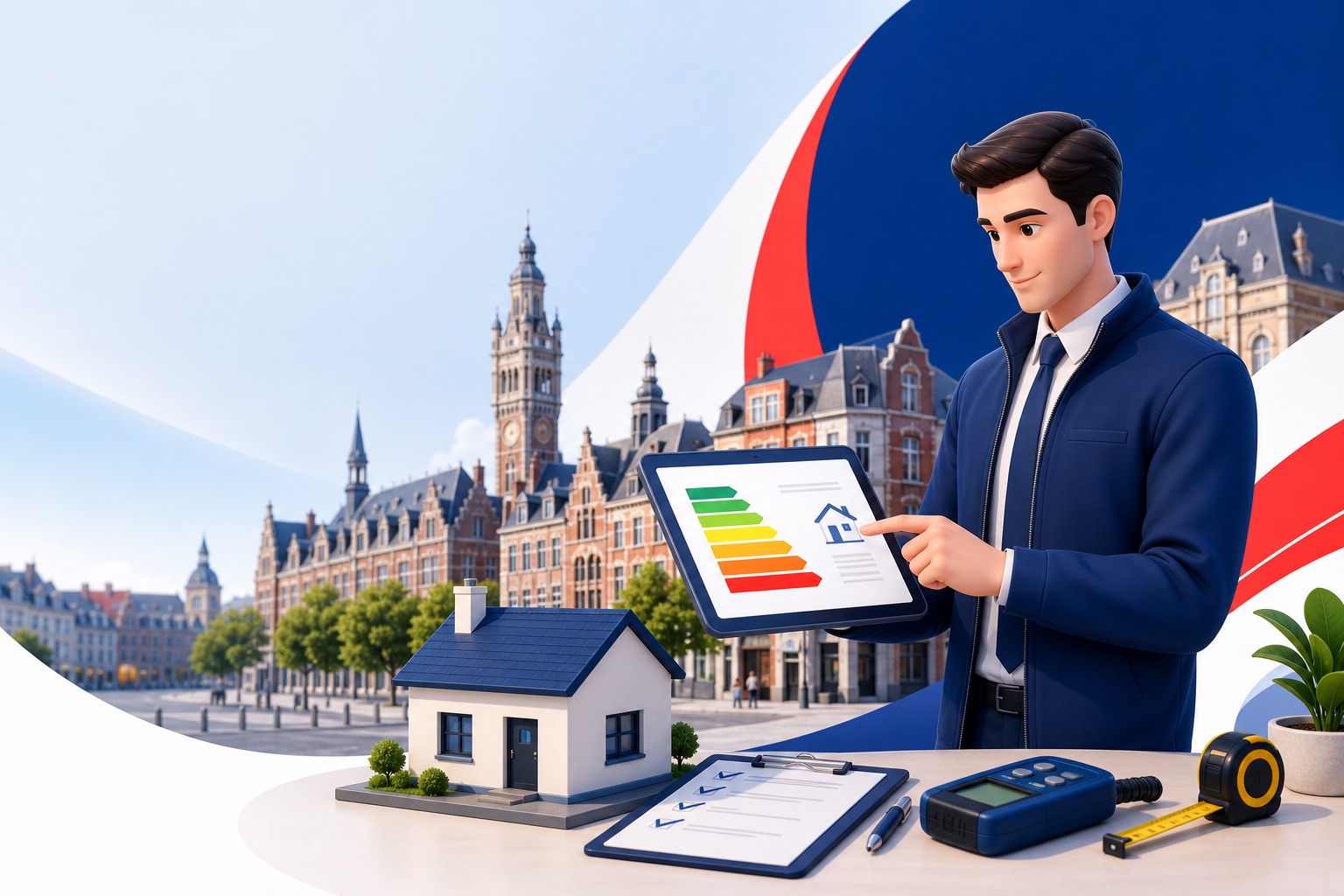 Illustration FranceDPE diagnostic immobilier Lille avec diagnostiqueur DPE certifié dans le Nord