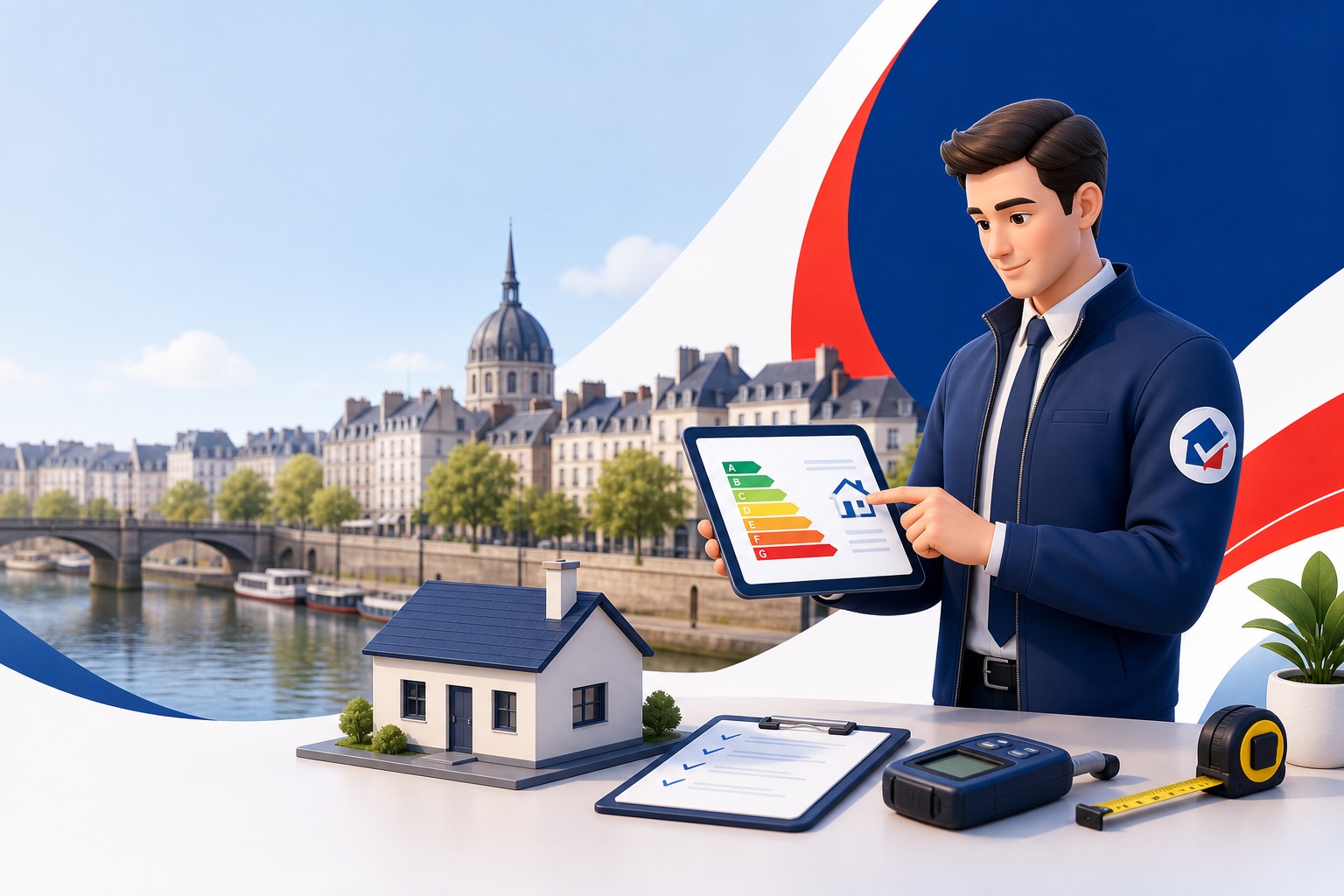 Illustration FranceDPE diagnostic immobilier Nantes avec diagnostiqueur DPE certifié en Loire-Atlantique