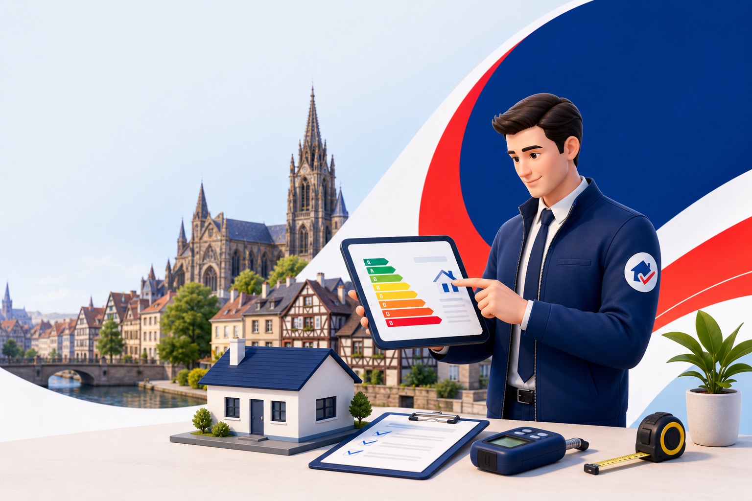 Illustration FranceDPE diagnostic immobilier Strasbourg avec diagnostiqueur DPE certifié dans le Bas-Rhin