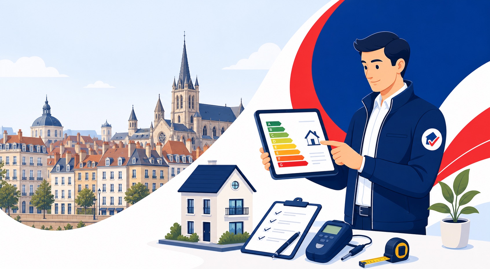 Diagnostic immobilier Dijon DPE FranceDPE illustration diagnostiqueur certifié Côte-d’Or