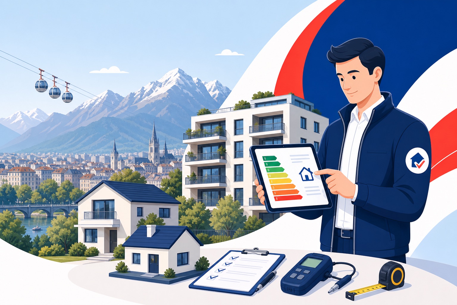 Diagnostic immobilier Grenoble DPE FranceDPE illustration diagnostiqueur certifié Isère
